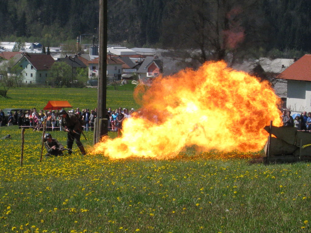 Flamethrower in action