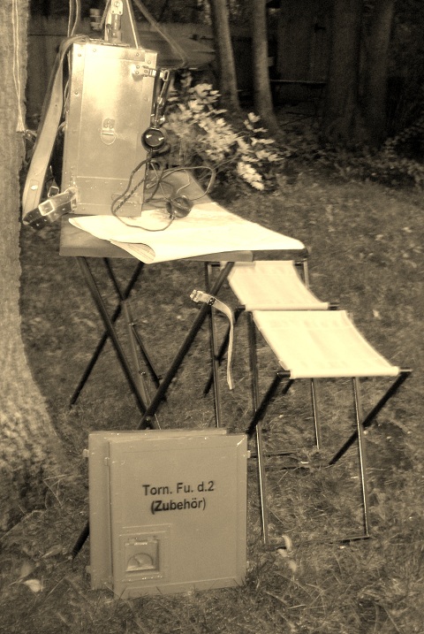 Side view with radio covers and copy of Stalingrad map.